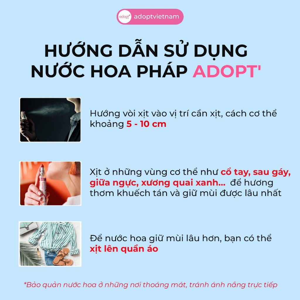 Nước hoa nữ Adopt BST ViBrant tinh dầu thơm chính hãng Pháp thơ mộng dịu dàng lưu hương đến 12 tiếng