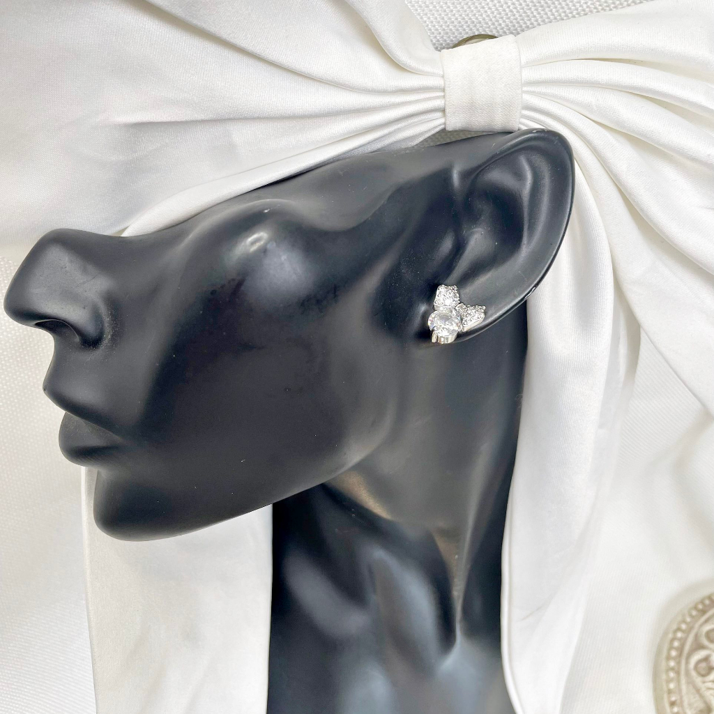 Bông Tai Bạc 925 Đẹp Hình Nơ Sát Tai NHÀ NHỎ 1424