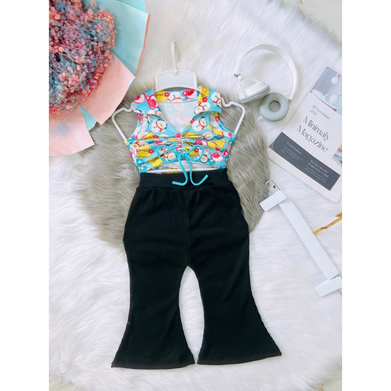 Set quần loe áo dây rút cho bé