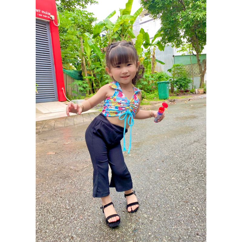 Set quần loe áo dây rút cho bé