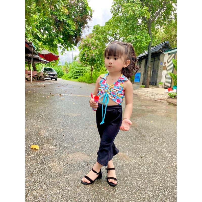 Set quần loe áo dây rút cho bé