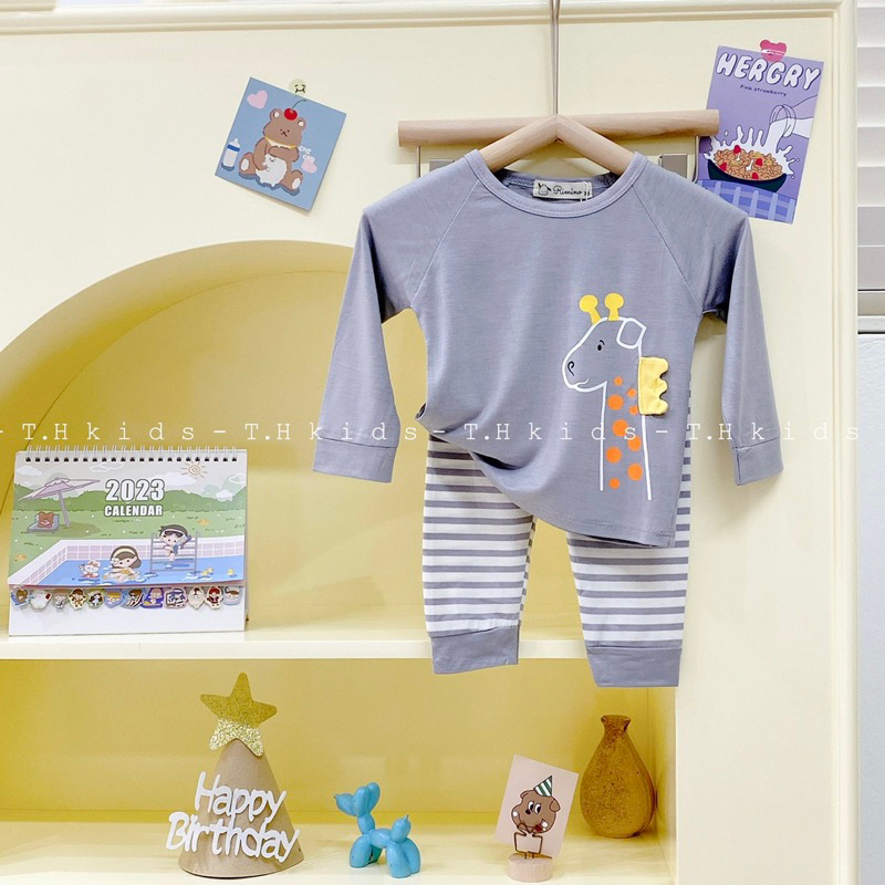 Bộ dài tay bé trai bé gái hình thú Rimino 7-16kg