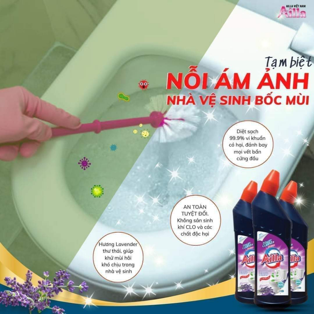 Tẩy bồn cầu Ailla - phòng vệ sinh thơm mát, sạch mùi hôi