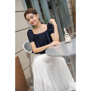 OLV - Áo Pleated Top in Navy
