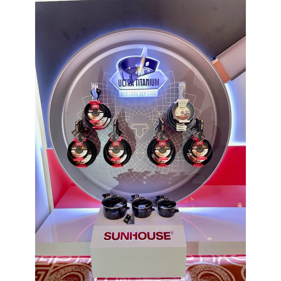 Chảo chống dính Sunhouse Ultra Titanium  kích thước 20-26-28-30cm, BH 12 tháng