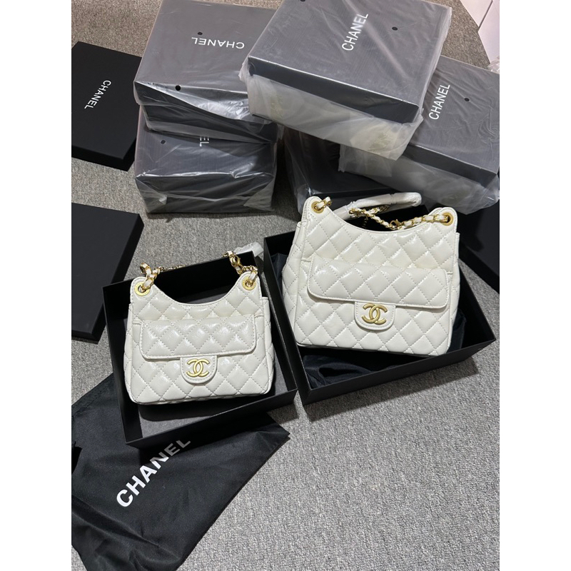 Túi C.nel trần trám da bóng nhẹ size 19-22cm kèm hộp hàng QC cao cấp