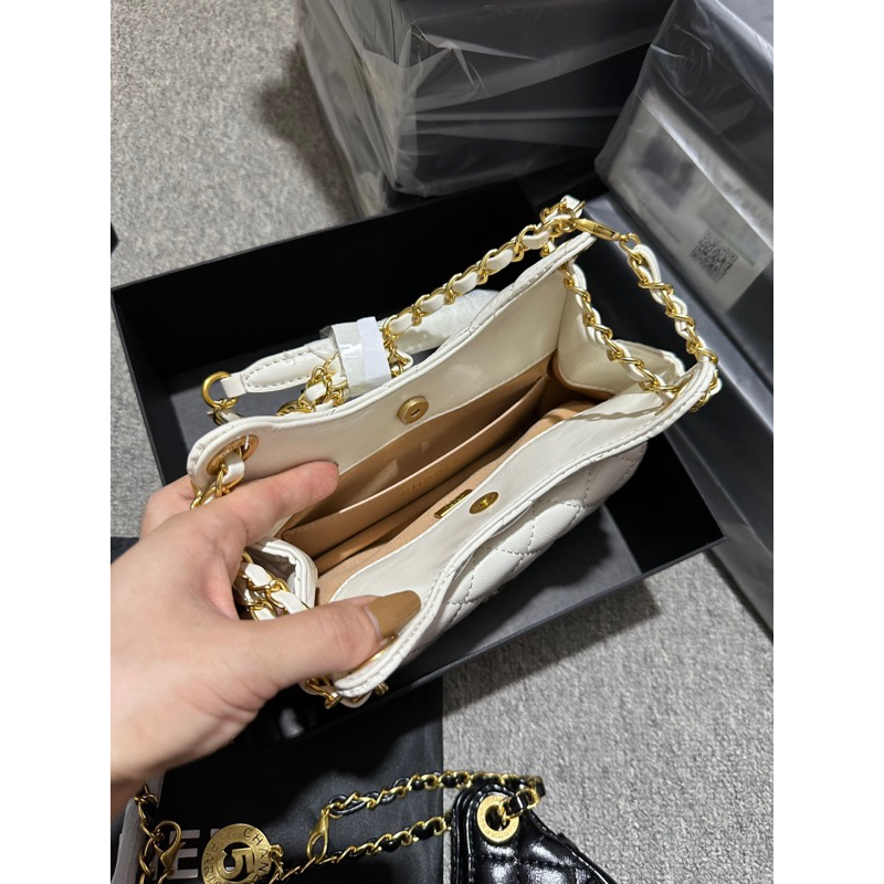 Túi C.nel trần trám da bóng nhẹ size 19-22cm kèm hộp hàng QC cao cấp