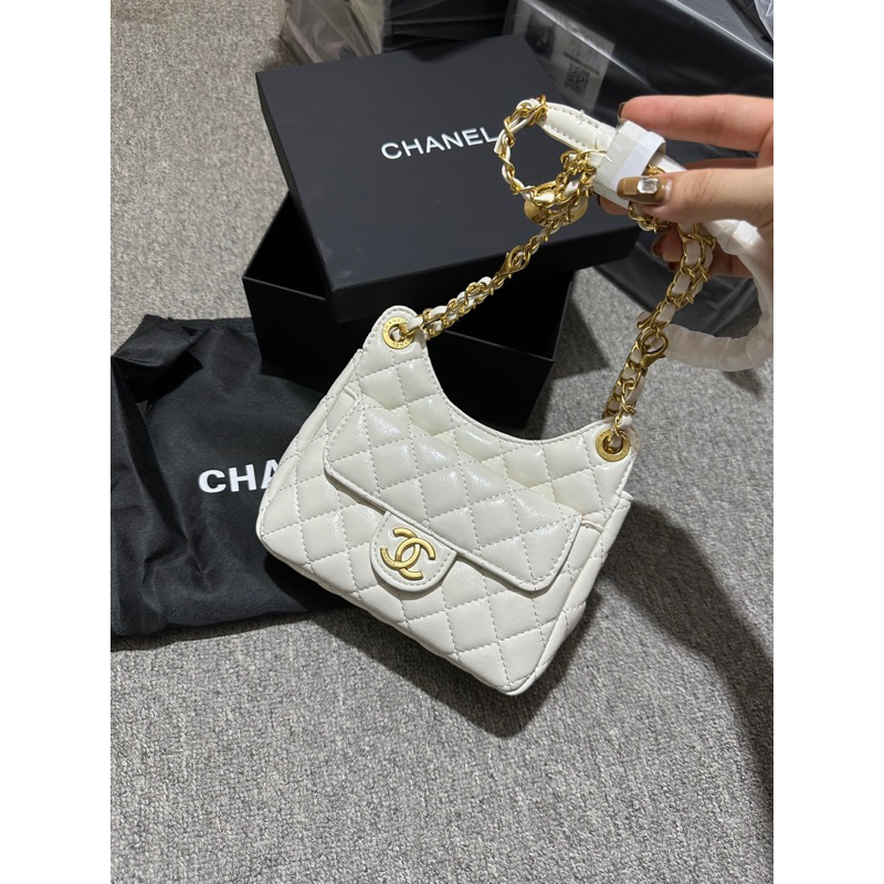 Túi C.nel trần trám da bóng nhẹ size 19-22cm kèm hộp hàng QC cao cấp