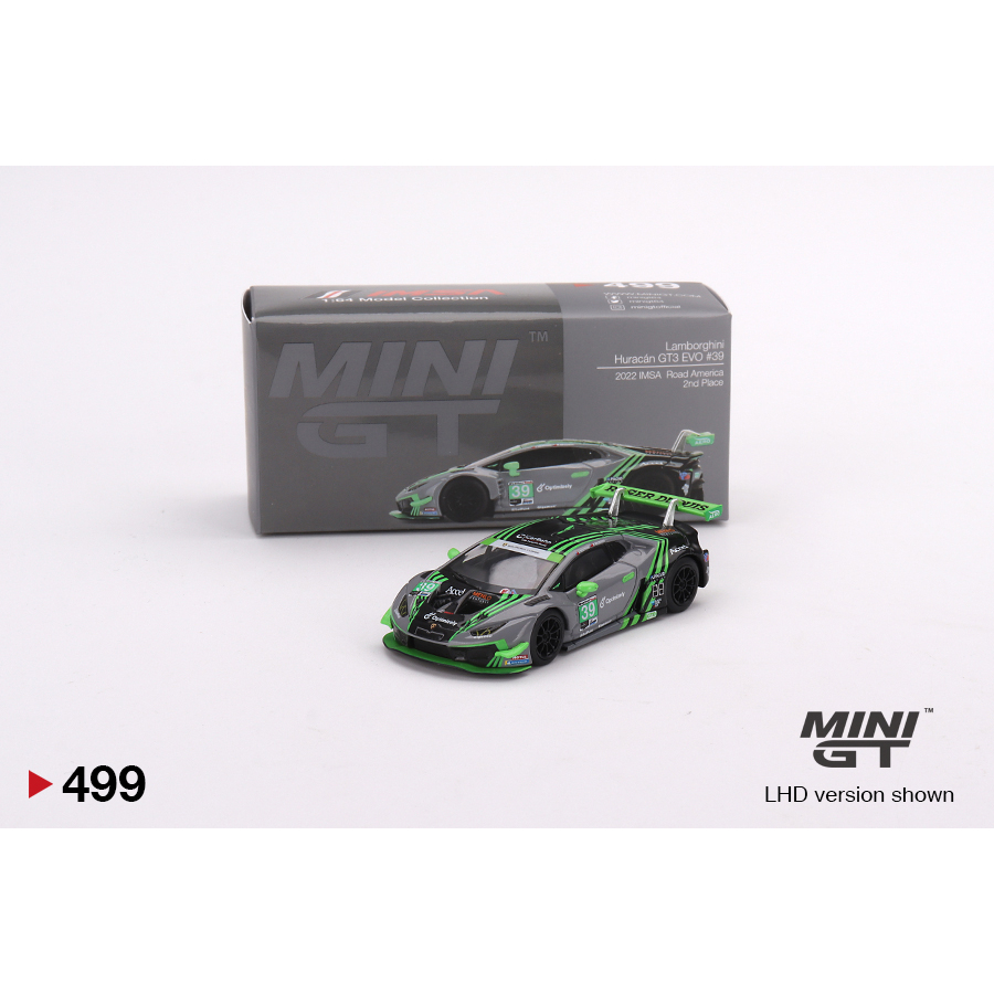 Xe mô hình MINI GT Tỷ lệ 1/64 Lamborghini Huracán GT3 EVO #39 2022 IMSA Road America 2nd Place MGT00499