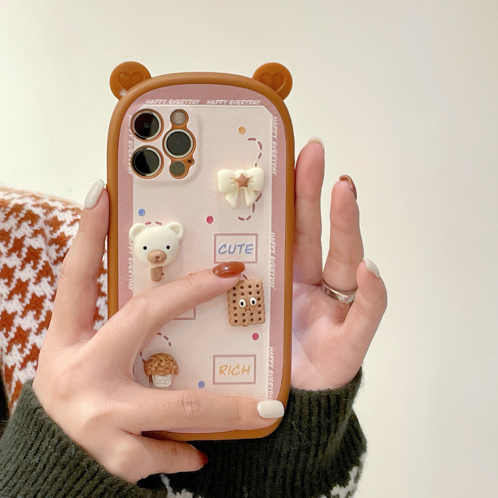 Ốp lưng điện thoại iphone bánh mì tai gắn stick 7plus x xsmax 11 11promax 12 12pro 12promax 13 13pro 13promax DT14