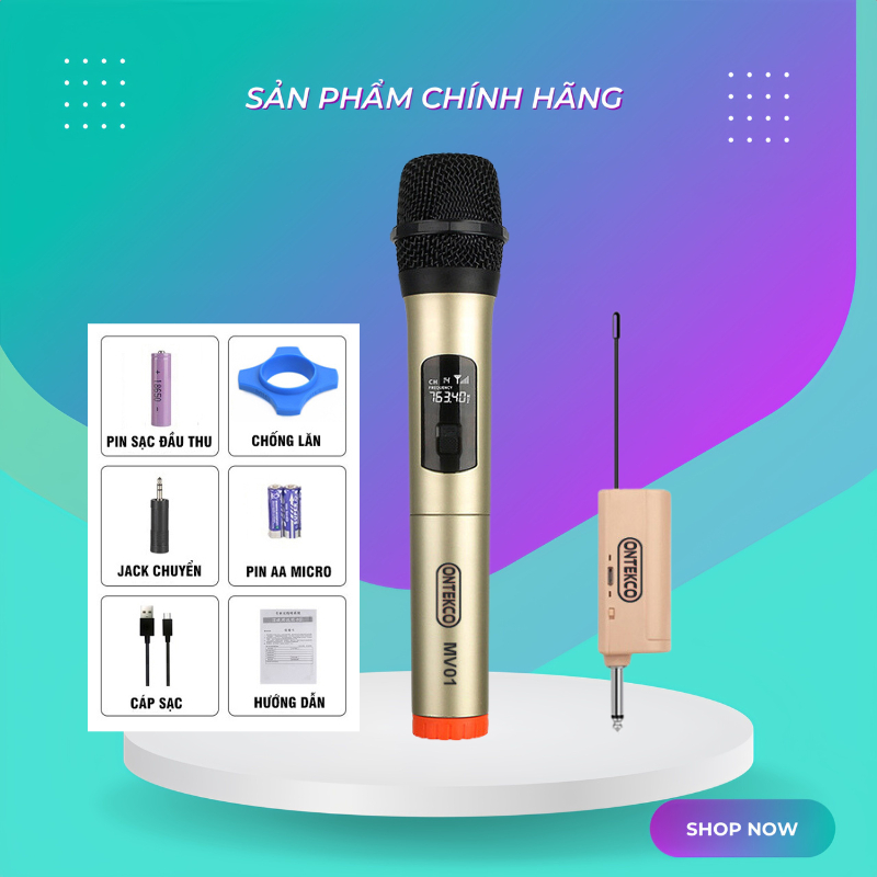 Micro không dây chính hãng giá rẻ MV01 chuyên loa kéo, âm ly, micro hát siêu hay và êm