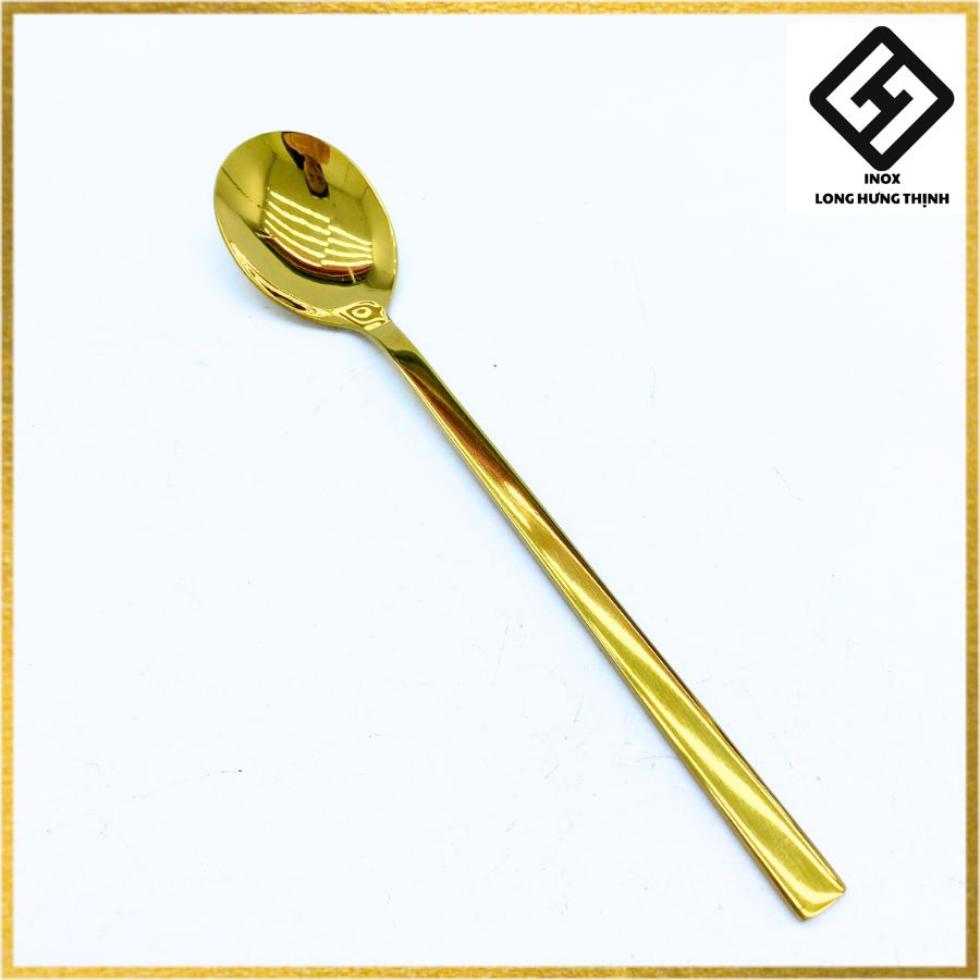 Thìa Inox tròn Mạ Vàng cao cấp, muỗng ăn cơm Vàng Gold titan phong cách Hàn sang trọng, tinh tế