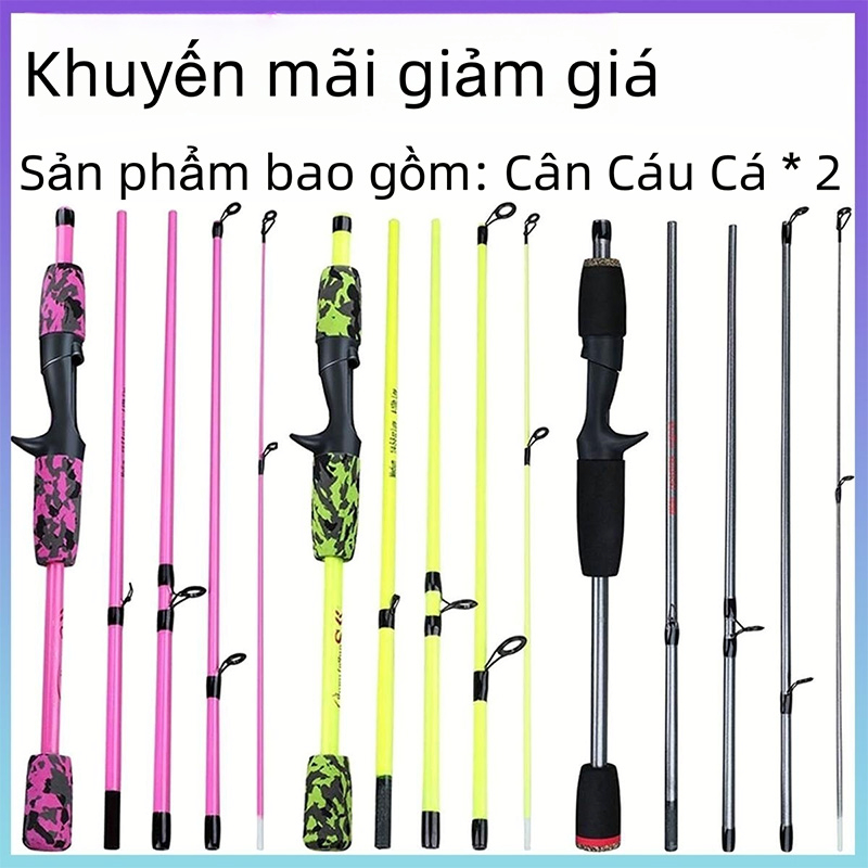 (Cần câu cá * 2)Khuyến mãi mất mát: Cần Câu Cá 5 mảnh 1.7m tay cầm siêu nhẹ EVA.Ba lựa chọn màu sắc