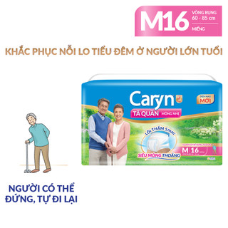 Tã Bỉm Quần Người Lớn Caryn Mỏng Nhẹ Chống Tràn Size M - 16 Miếng