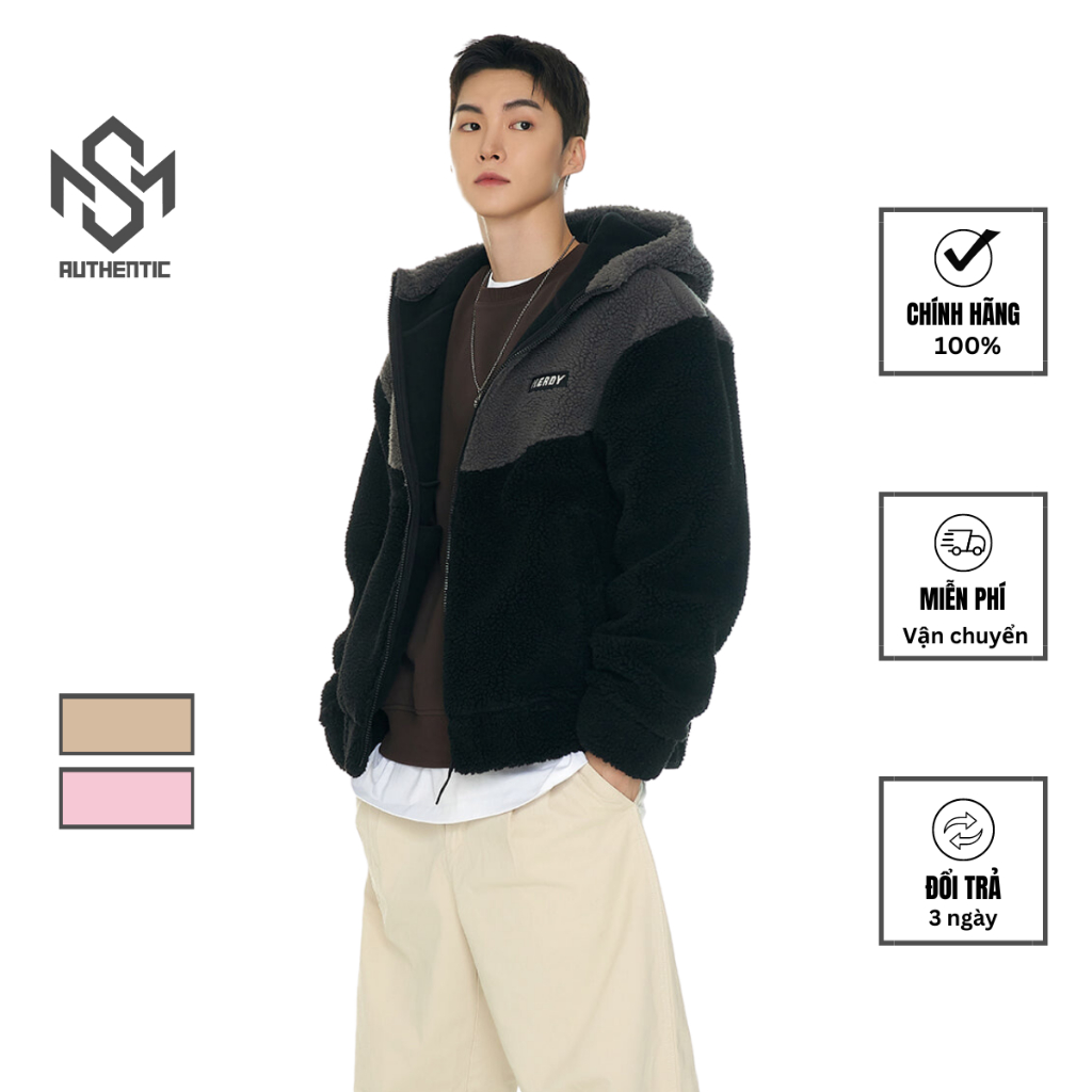 【Order】Áo khoác đông lông cừu chui đầu Nerdy chính hãng Hàn Quốc trộn hai màu thời trang | 톤온톤 플리스 후드 자켓 베