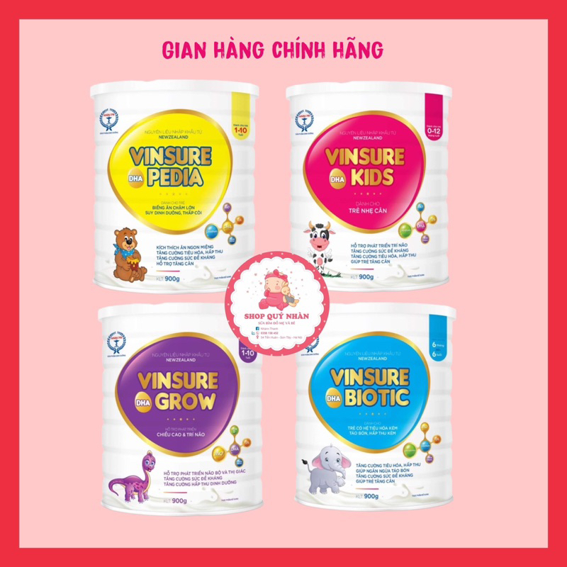 Sữa Vinsure kids/ pedia/ grow/ biotic lon 900g