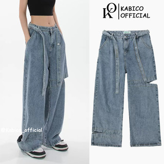 Quần dài nữ cạp cao rách gấu, quần jeans dài phong cách ulzzang_J28