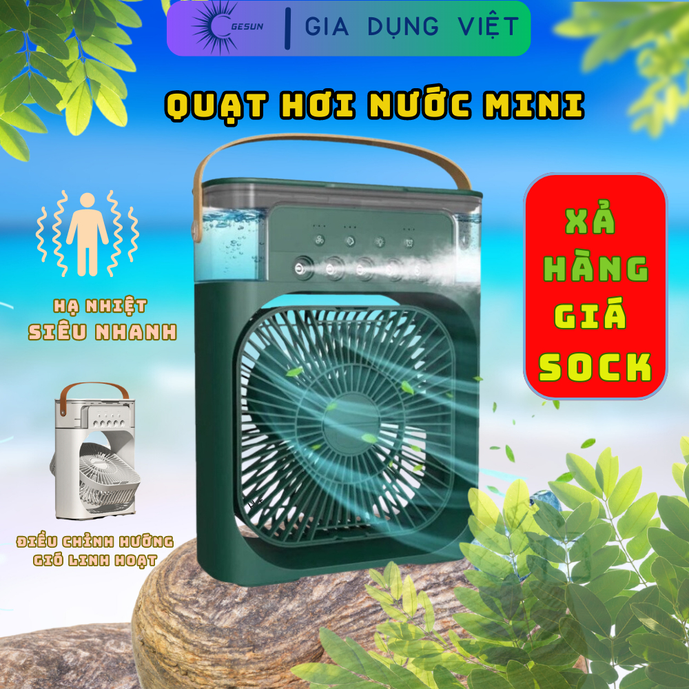Quạt Điều Hòa Hơi Nước Mini 600ml Để Bàn 3 Chế Độ Phun Sương Tích Hợp Led, Chế Độ Hẹn Giờ Sử Dụng Cổng Sạc USB Tiện Dụng