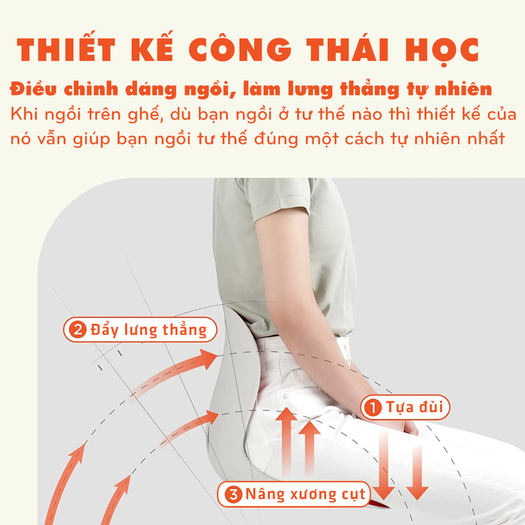 Ghế chỉnh dáng ngồi đúng HUKA, Ghế công thái học cho Nam, Nữ, Trẻ Em Bảo hành 1 năm - Hàng Chính Hãng