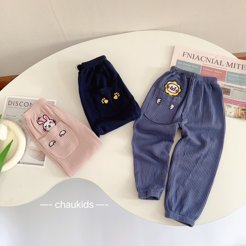 Quần dài bé trai bé gái cotton tổ ong 8-16kg