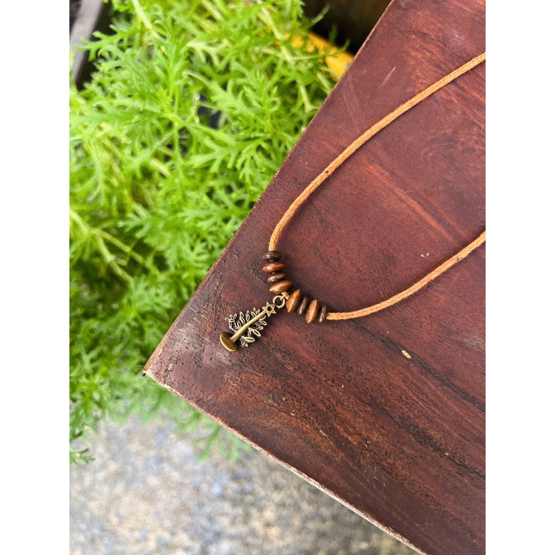 Vòng cổ Matsu - Dây chuyền charm cây mix hạt gỗ vintage