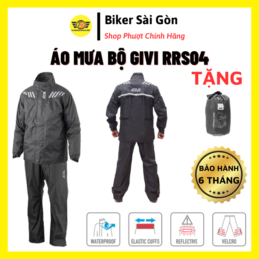 Áo Mưa Bộ GIVI RRS04 - Bộ Áo Mưa Givi Chính Hãng Bảo Hành 6 Tháng - Biker Sài Gòn