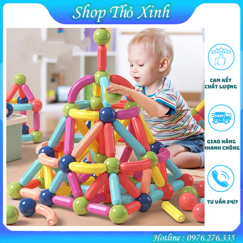 [Đồ Chơi Sáng Tạo] Đồ Chơi Nam Châm 64. Giúp Phát Triển Trí Tuệ, Sự Thông Minh Dành Cho Bé