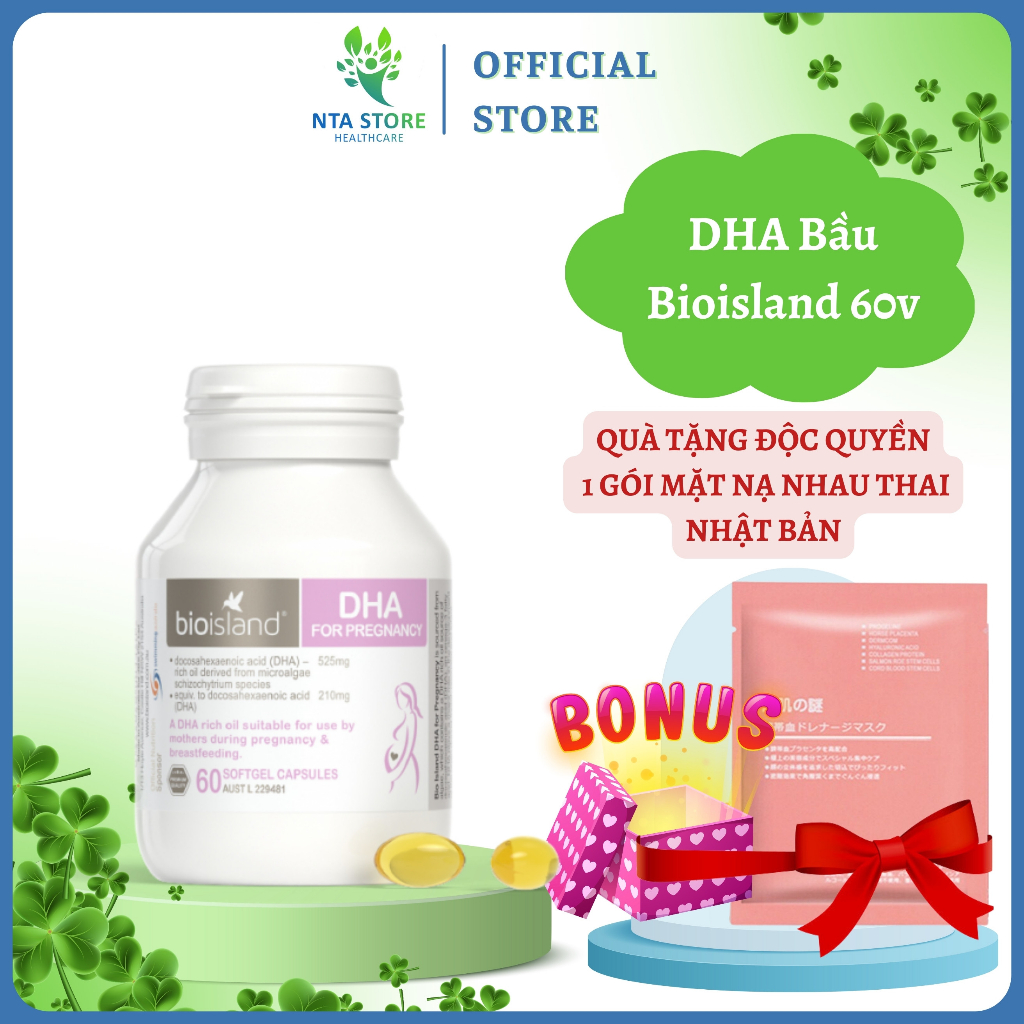 Dha Bầu Bio Island 60 Viên Úc - Dha For Pregnancy, Dành Cho Mẹ Sắp Bầu, Đang Bầu Và Sau Sinh (Chính Hãng)