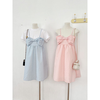DTK096- Đầm 2 dây chất tafta nơ to