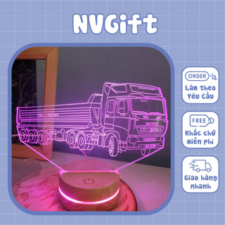 Đèn led 3D khắc tên miễn phí 16 màu mẫu xe tải quà tặng độc đáo ý nghĩa