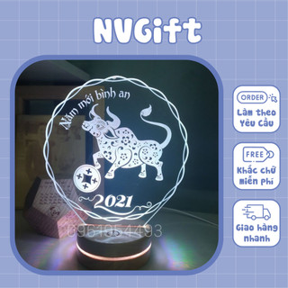 Đèn led 3d 16 màu Trâu Phát Tài 2021-Quà tặng đèn ngủ, trang trí tết Tân Sửu