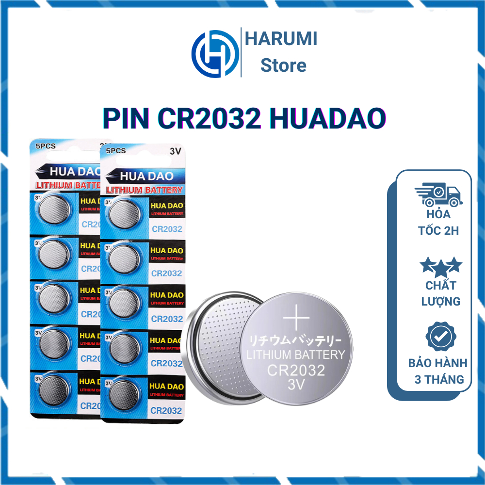 Pin nút, pin cúc áo CR2032 HUADAO dành cho đồ chơi, đồng hồ