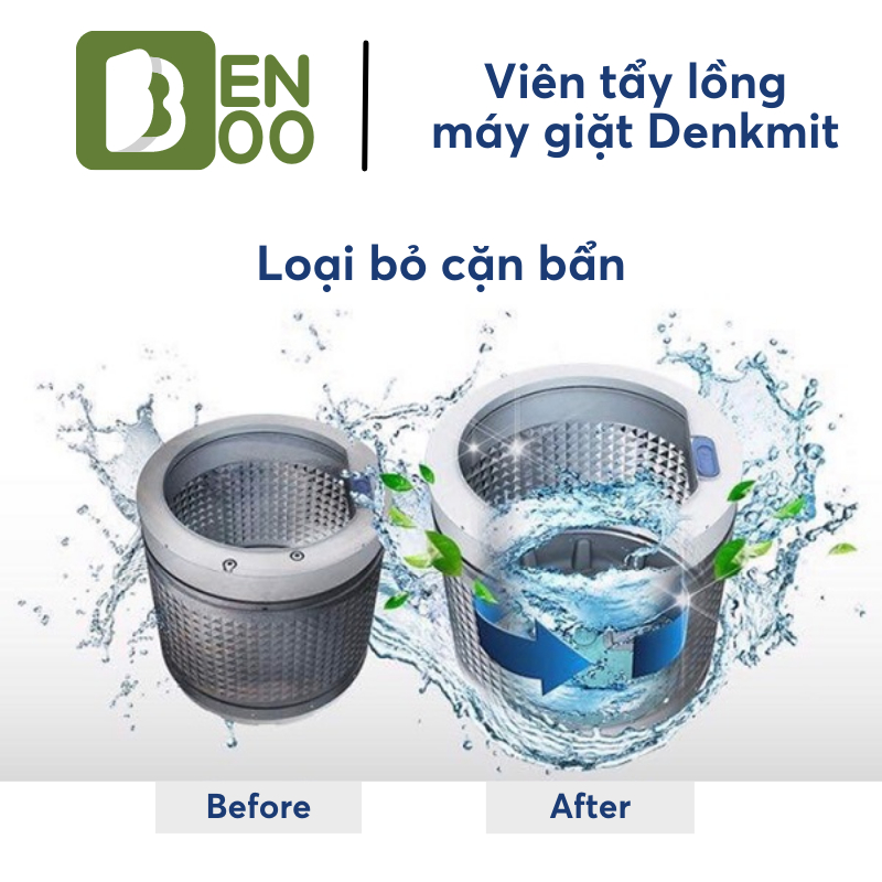 Viên Tẩy Lồng Giặt Denkmit 60 Viên Làm Sạch Lồng Giặt, Tẩy Sạch Vết Bẩn, Cặn Bẩn Trong Máy Giặt.