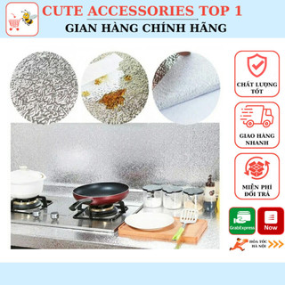 Cuộn giấy decal bạc dán bếp cách nhiệt, Decal bếp chống thấm bền đẹp, Cuộn giấy bạc dán bếp, decal dán tủ khổ 60cm 30053