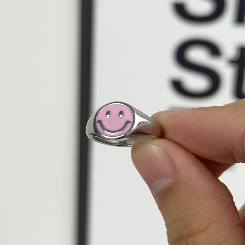 Nhẫn mặt cười màu sắc , nhẫn may mắn icon smile