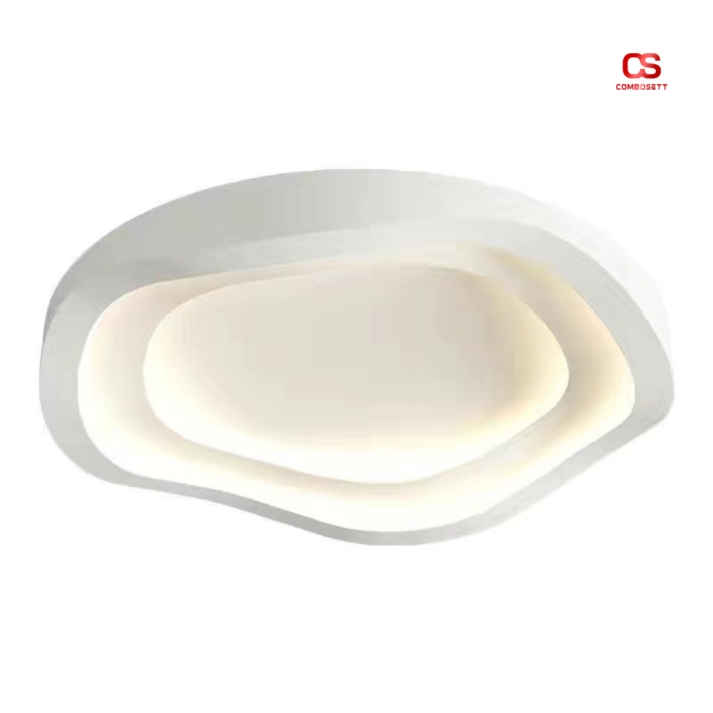 Đèn ốp trần nổi decor phòng ngủ Bắc Âu, Đèn trần bí ngô cho phòng khách,bếp, hành lang màu trắng ngọc lượn sóng kiểu