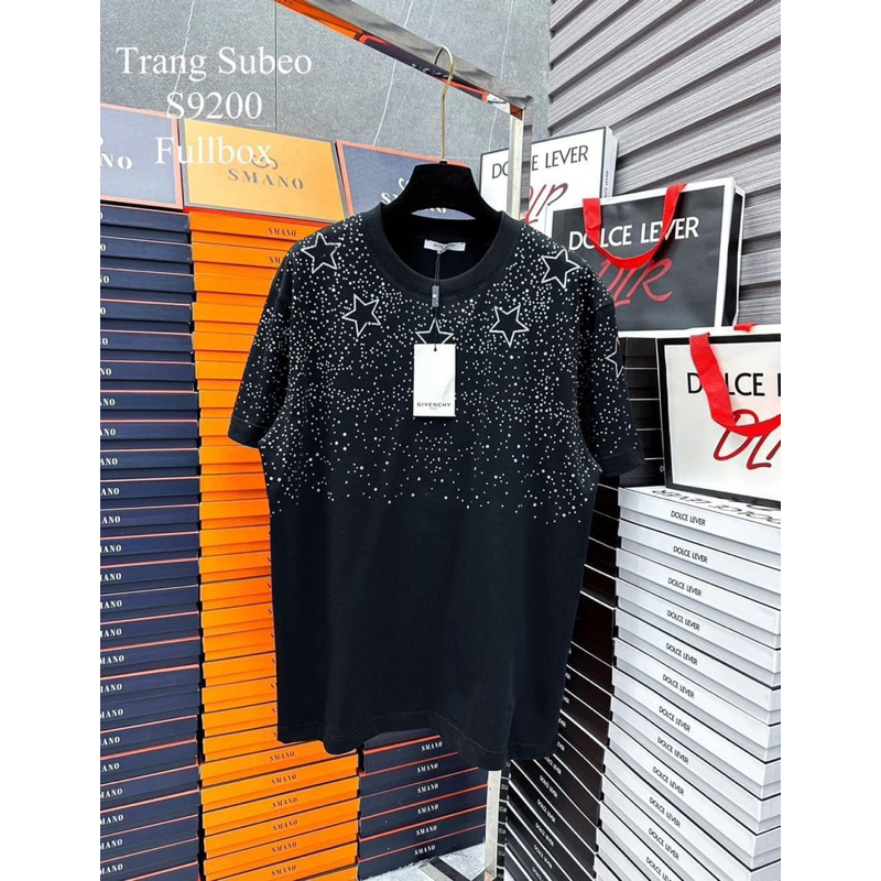 Áo thun đính đá sao vòng cổ DA6