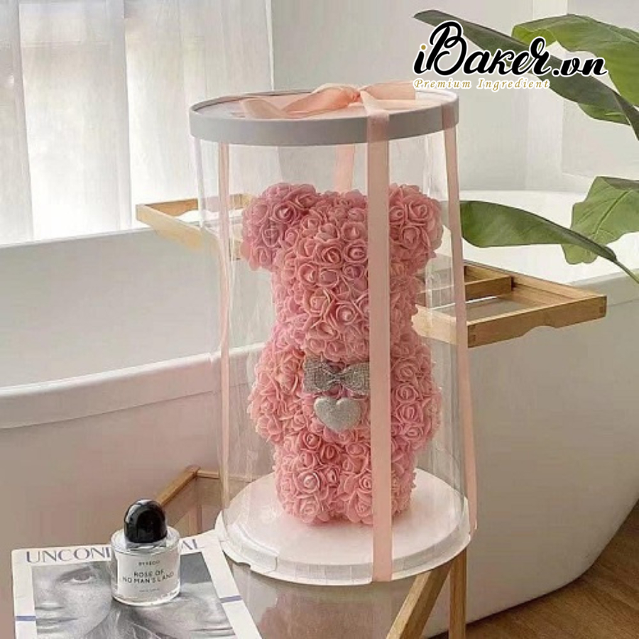Hộp bánh kem mica nắp trắng 2 tầng/ 3 tầng hình trụ