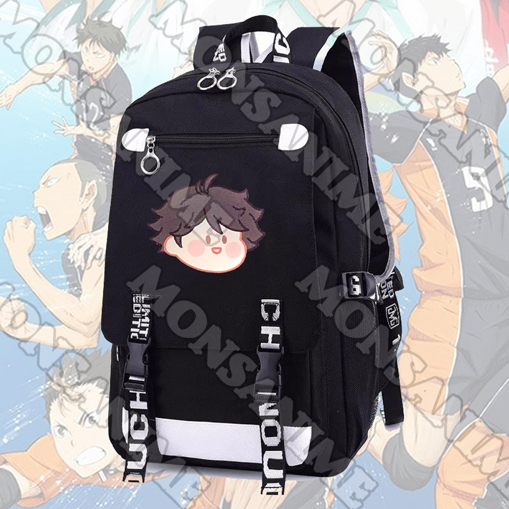 Balo nam nữ in hình HAIKYUU ver MẶT NGƠ cặp sách đi học tiện lợi thời trang anime chibi