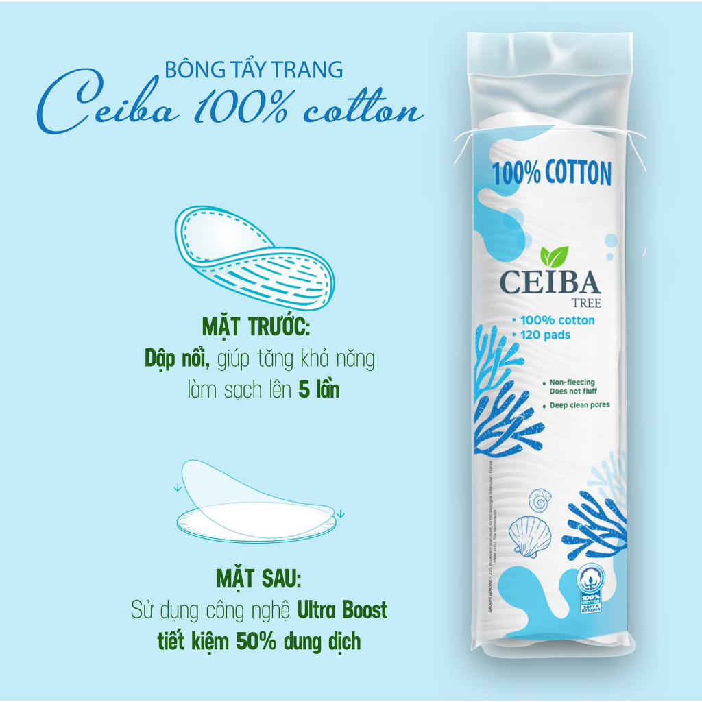 Bông tẩy trang Organic Pháp 100% Cotton Ceiba Tree (80/120/150/234 Miếng)