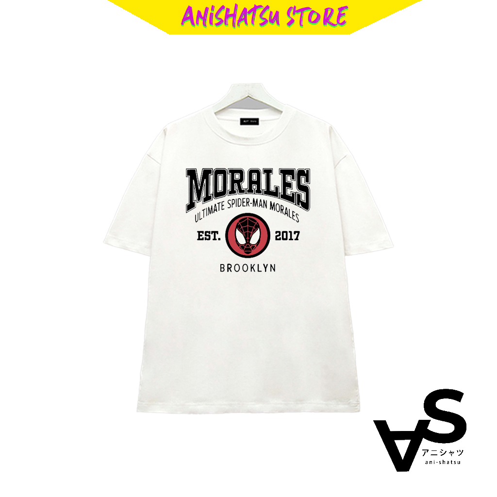 Áo thun đen trắng Spiderman: Miles Morales - chất thun thoáng mát