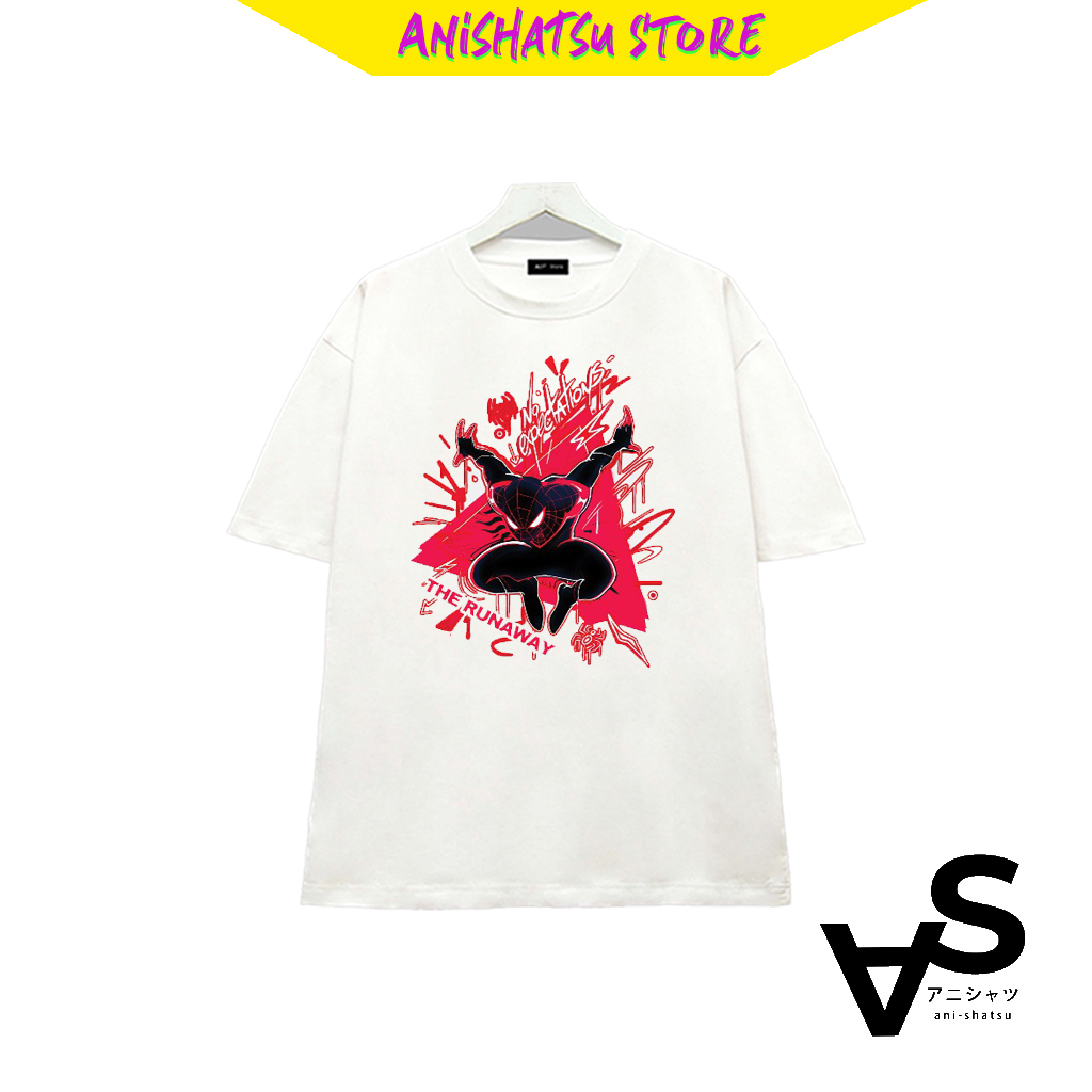 Áo thun đen trắng Spiderman: Miles Morales - chất thun thoáng mát