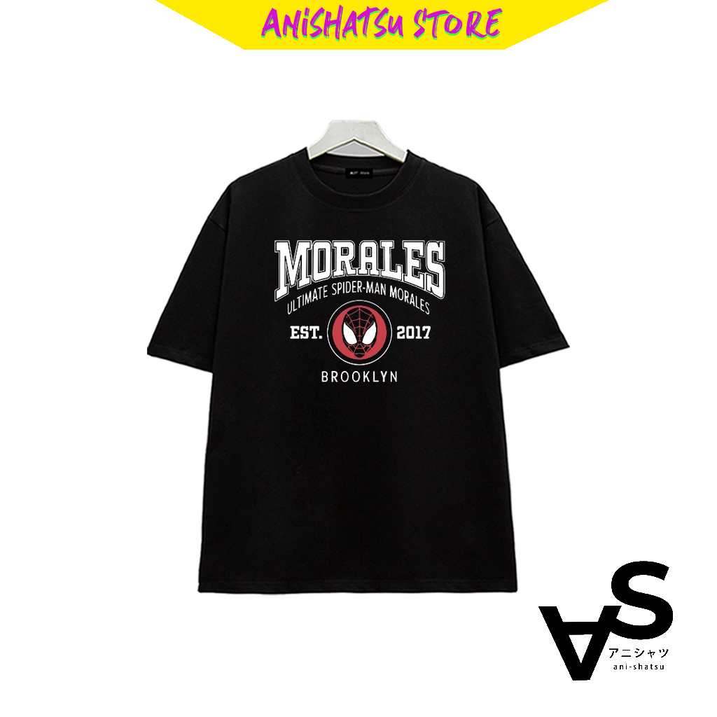 Áo thun đen trắng Spiderman: Miles Morales - chất thun thoáng mát