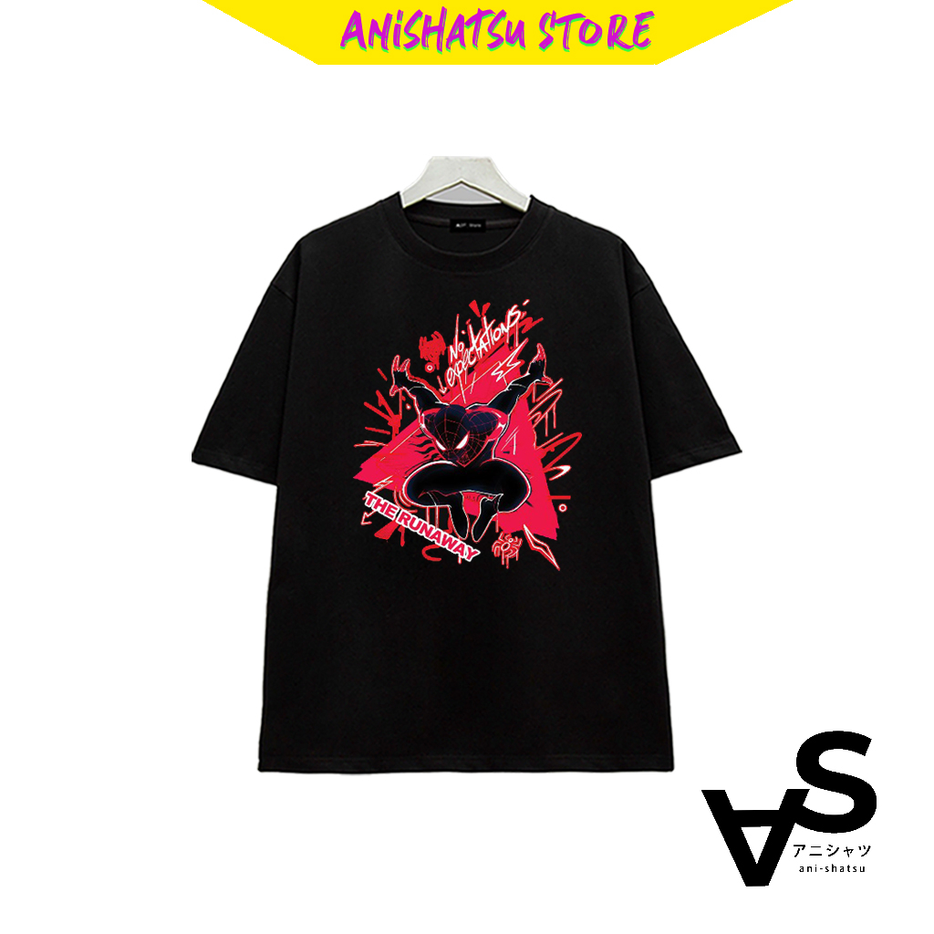 Áo thun đen trắng Spiderman: Miles Morales - chất thun thoáng mát