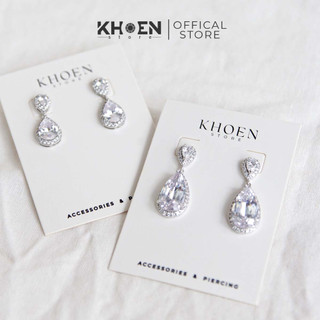 Bông tai nữ - Đá Zircon giọt nước - Khoen Store