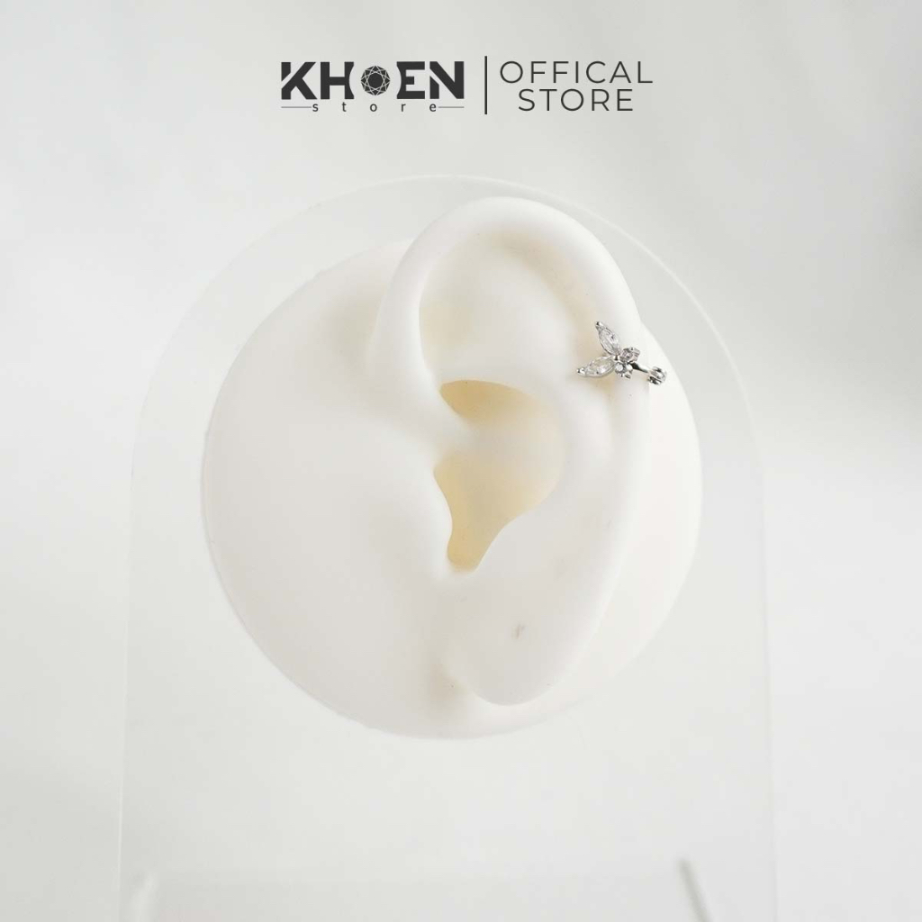 Khuyên Tròn Bướm đá - Hợp kim - Khoen Store