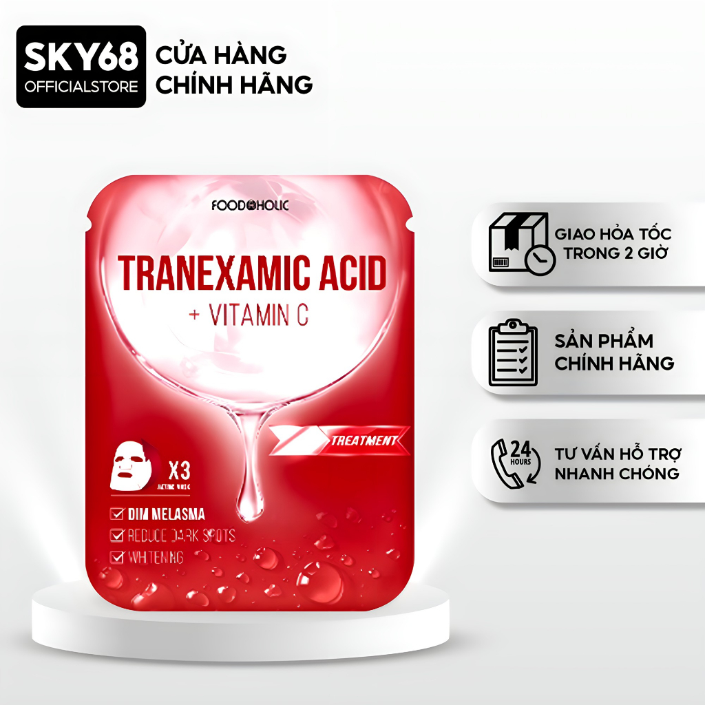 Mặt nạ mờ thâm đỏ, sạm nám Foodaholic TRANEXAMIC ACID & VITAMIN C Ample Mask 23ml