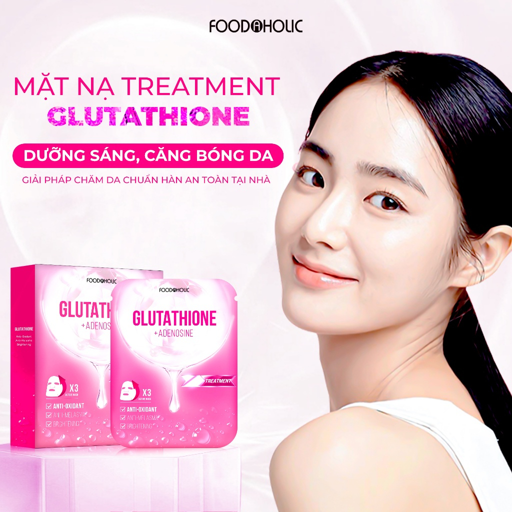 Combo 5 Mặt nạ dưỡng trắng, đều màu da Foodaholic GLUTATHIONE & ADENOSINE Ample Mask 23ml x5