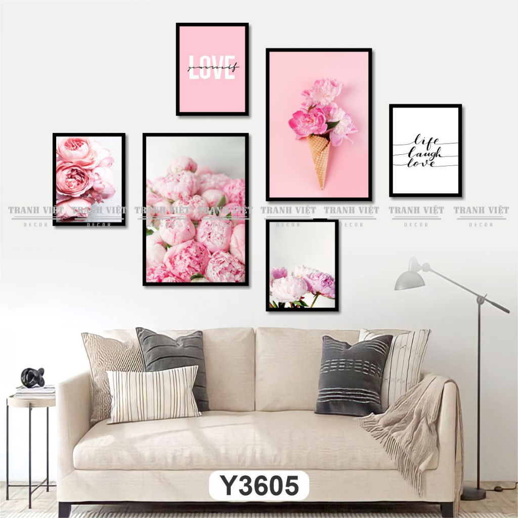 Tranh treo tường, tranh dán tường hình Gấu dâu cute, decor phòng ngủ, phòng khách, tranh việt decor