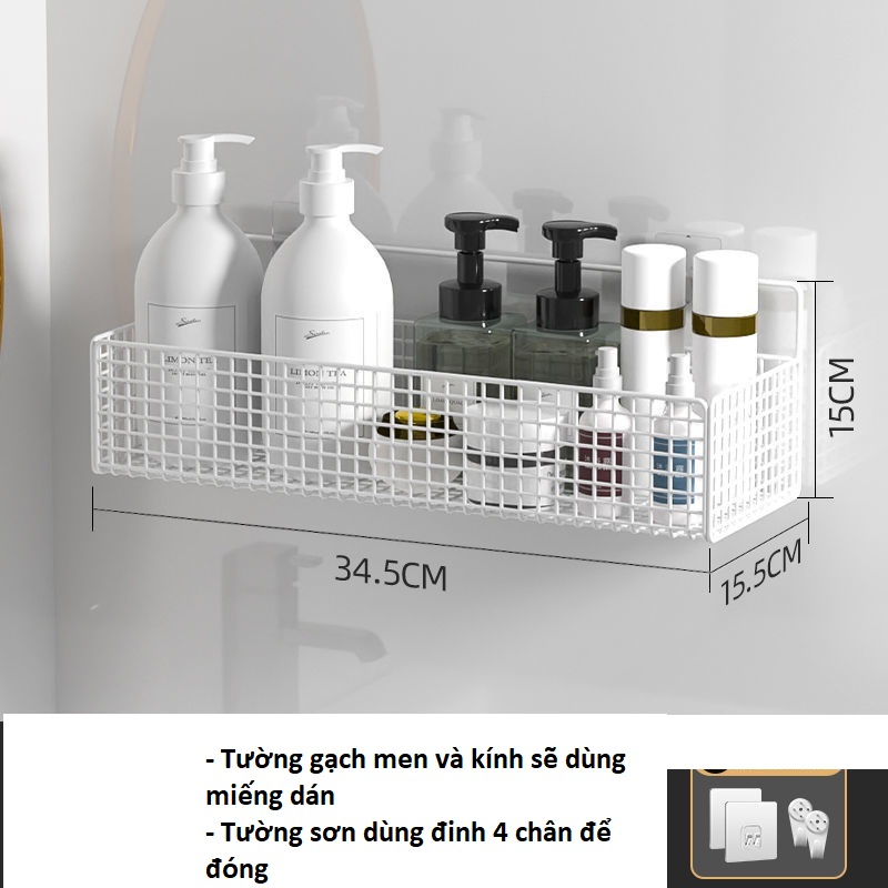 Kệ Đựng Đồ Nhà Tắm Dán Tường Hình Chữ Nhật ,Kệ Để Mỹ Phẩm Đựng Đồ Đa Năng Không Rỉ